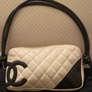 Chanel cream black 31 Cambon calfskin clutch purse